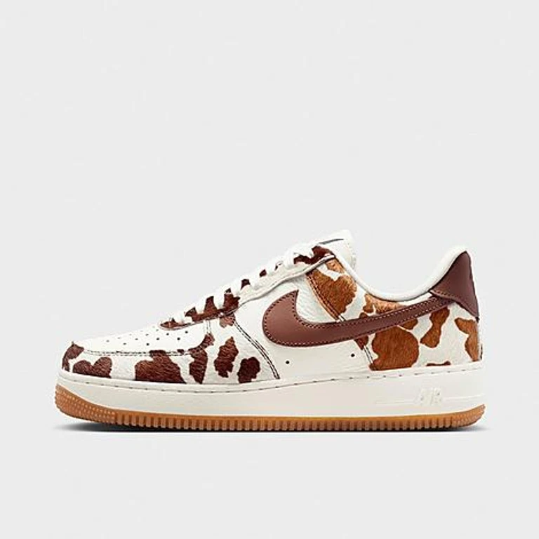 Women's Air Force 1 '07 Cow Print Casual Shoes in Field Brown/Field Brown/Gum Medium Brown Size: 5.0