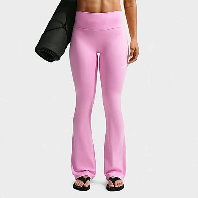 Women's One High-Waisted Flared Leggings in Pink Rise/White Size: XXS