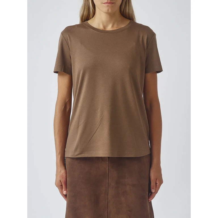 Crewneck T-shirt in Cotton Blend with Dropped Shoulders (2629976011600003)