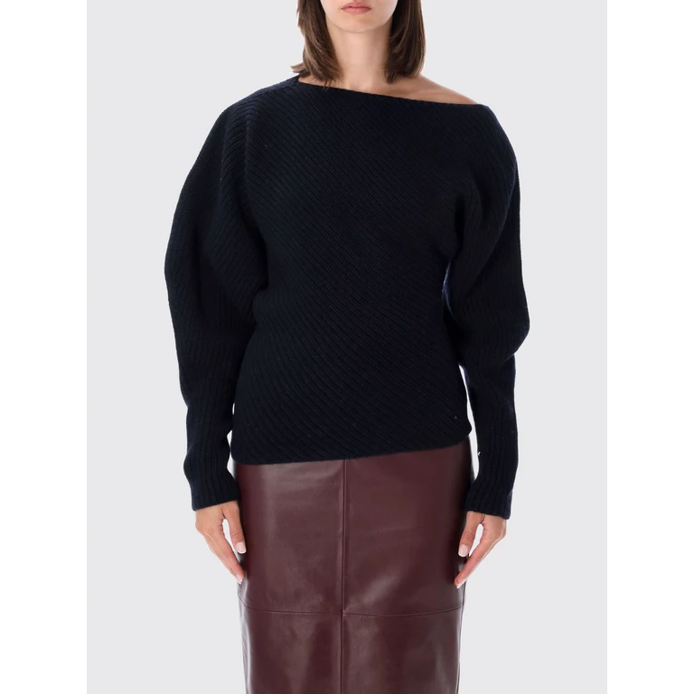 Draped Wool and Silk Jumper with Asymmetric Neckline (090366030510)