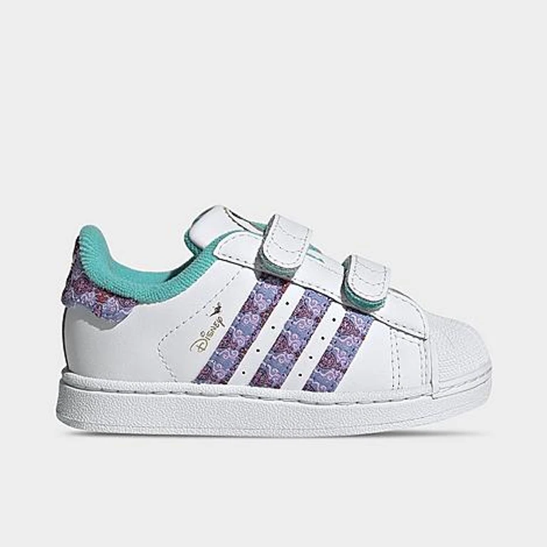 adidas Girls' Infant and Toddler Originals x Disney Princess Superstar II Comfort Closure Casual Shoes in Cloud White/Supplier Colour/Gold Metallic Size: 4.0