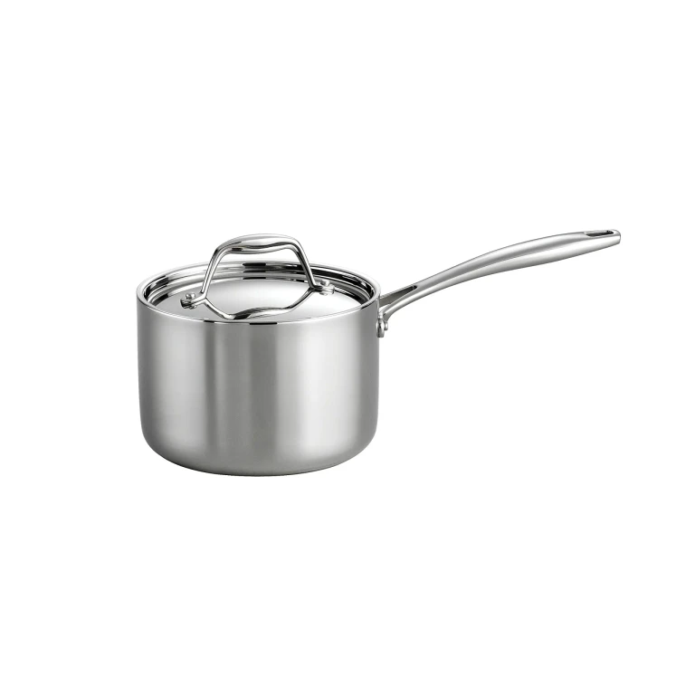 Tri-Ply Clad Stainless Steel 2-Quart Sauce Pan with Lid, Induction-Ready, Dishwasher-Safe, NSF-Certified, Made in Brazil