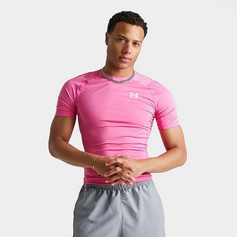 HeatGear korte mouwen trainingstop in Pink Frenzy/Wit