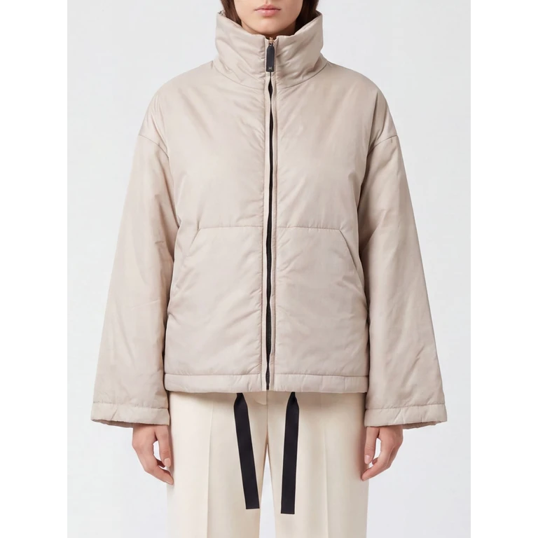 Short Down Jacket in Technical Fabric with High Neck and Drawstring Hem (2629486054600045)