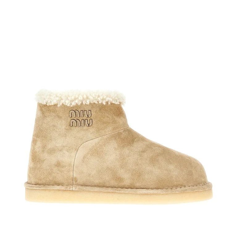 Suede leather ankle boots with logo Woman 36