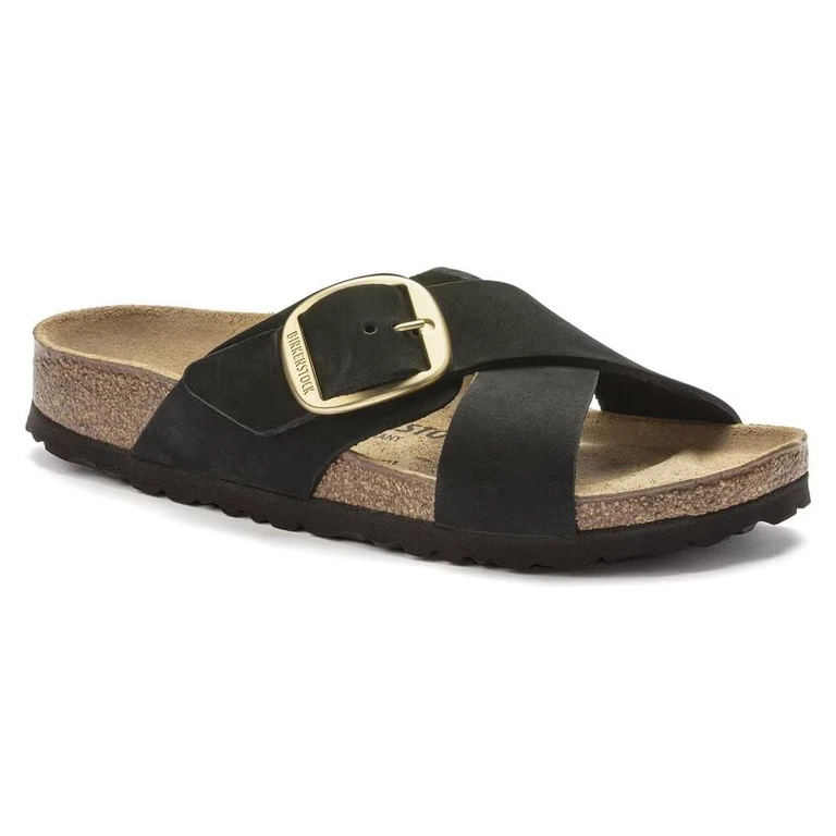 Siena Big Buckle Nubuk Leather Black