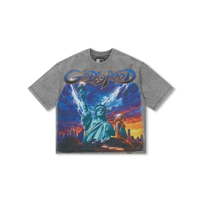 Godspeed Libery Reigns Boxy Tee - Grey Wash