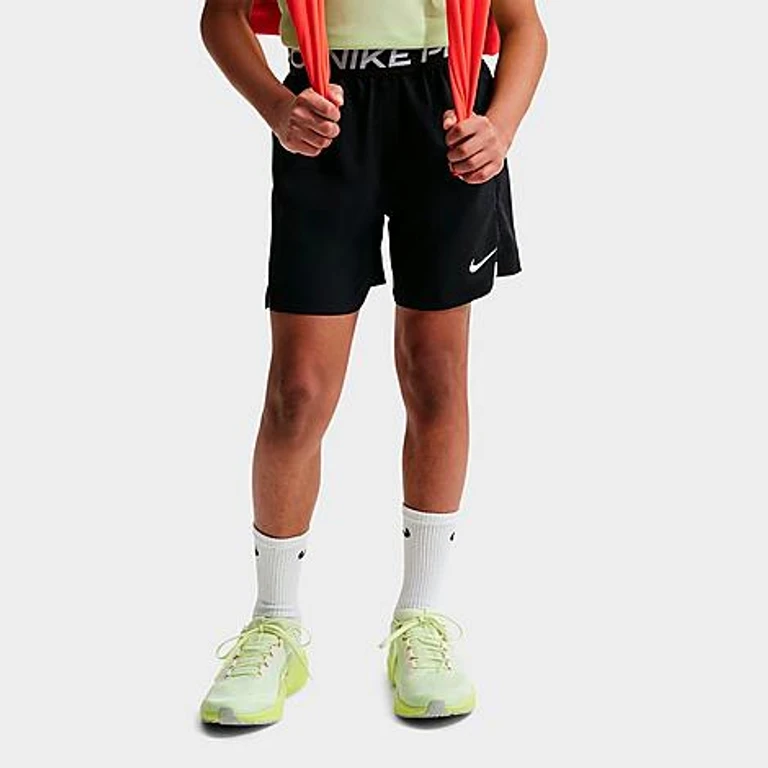 Boys Big Kids Pro Dri-FIT Training Shorts in Black/White Size: XS
