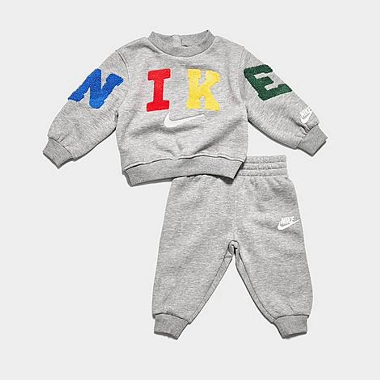 Nike Infant Chenille Crewneck Sweatshirt and Jogger Pants Set in Dark Grey Heather Size: 12M
