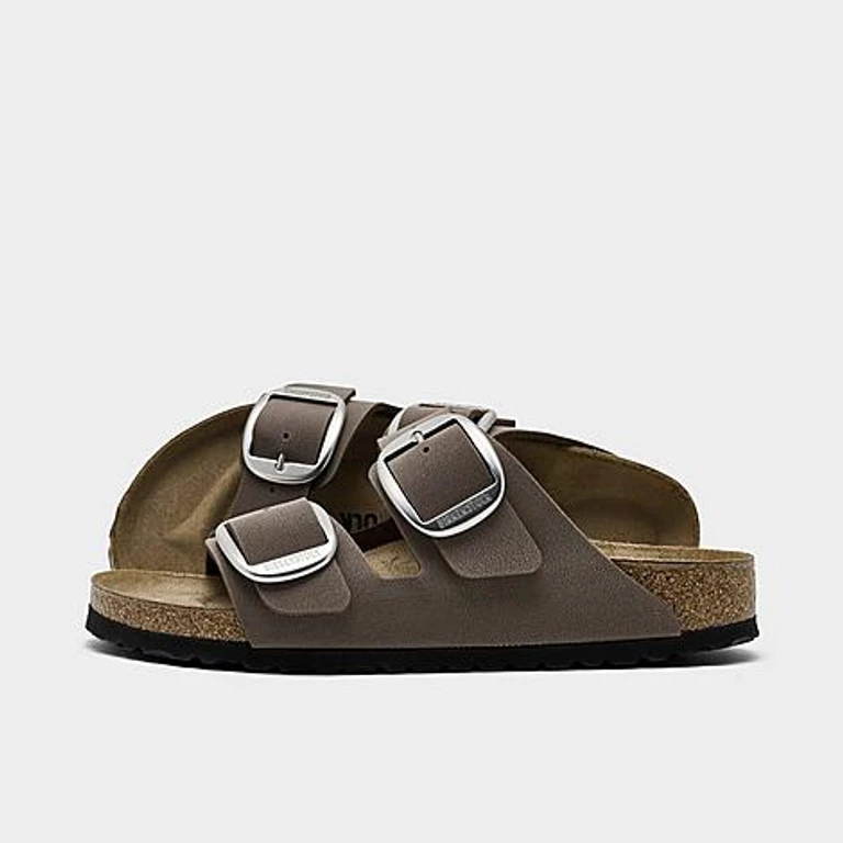 Women's Arizona Big Buckle Birko Flor Nubuck Sandals in Mocha Size: 36