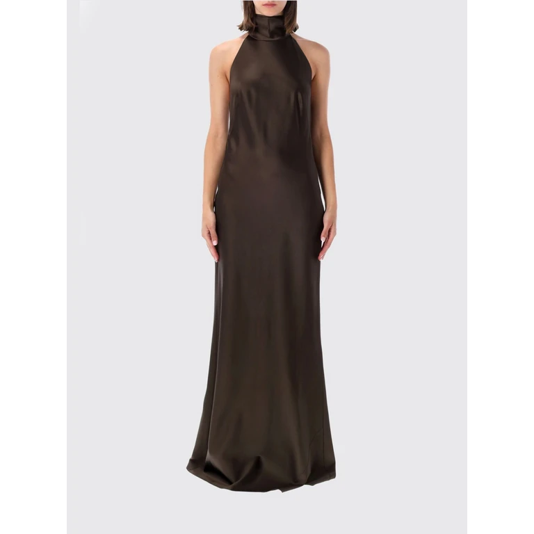 Halterneck High-Neck Satin Long Evening Gown (290P24111005)