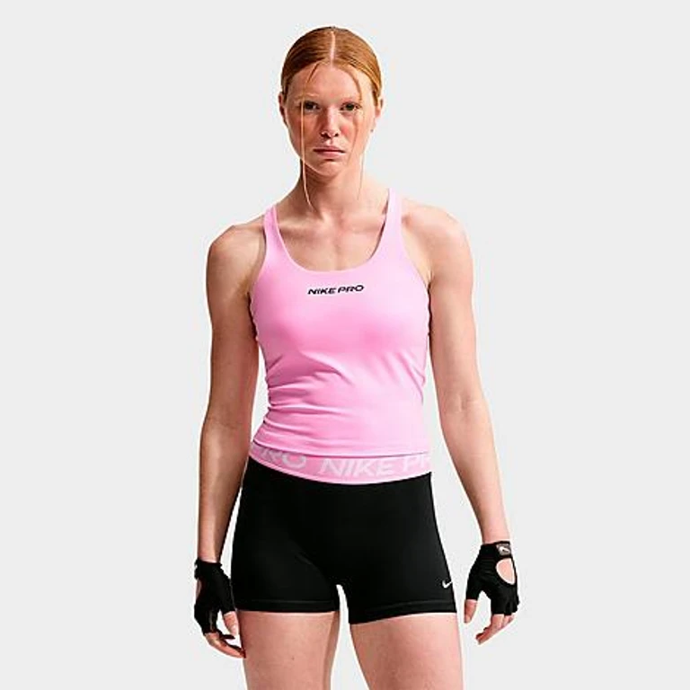 Nike Women's Pro Sculpt Medium-Support Padded Sports Bra Tank in Pink Rise/Black Size: XXS