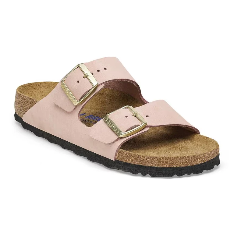 Arizona Nubuck Leather Soft Footbed Soft Pink Sandals