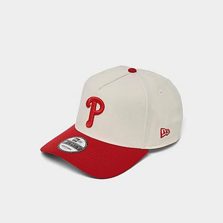 Boné snapback New Era Philadelphia Phillies MLB 9FORTY A-Frame em Cromo/Vermelho