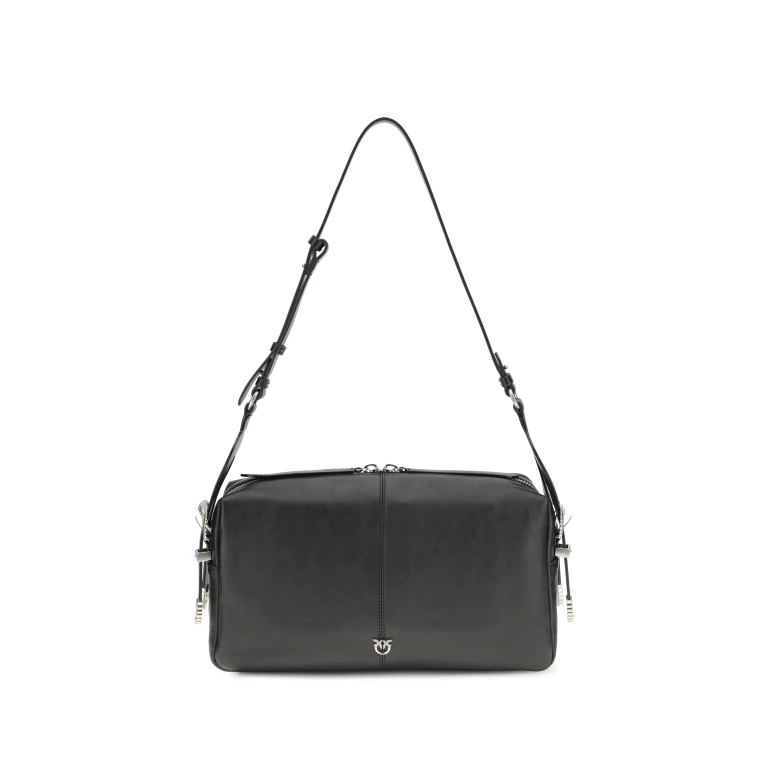 Shoulder Bag Keeper Leather Black/Old Silver