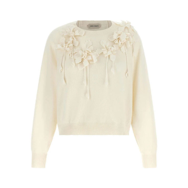 Pull à col rond Alberta Ferretti - Crème