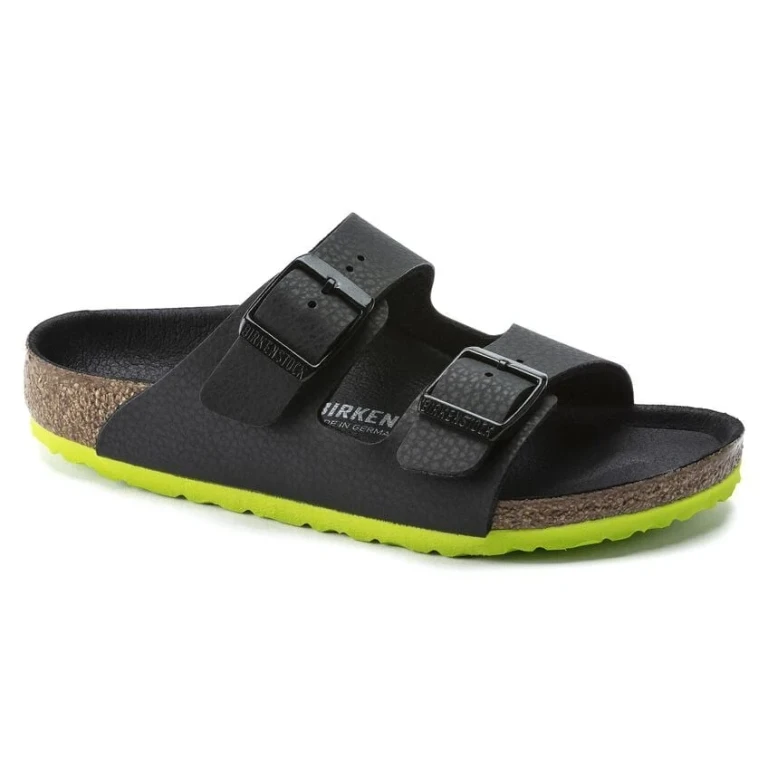 Arizona Birko-Flor Desert Soil Black / Acid Lime Sandals