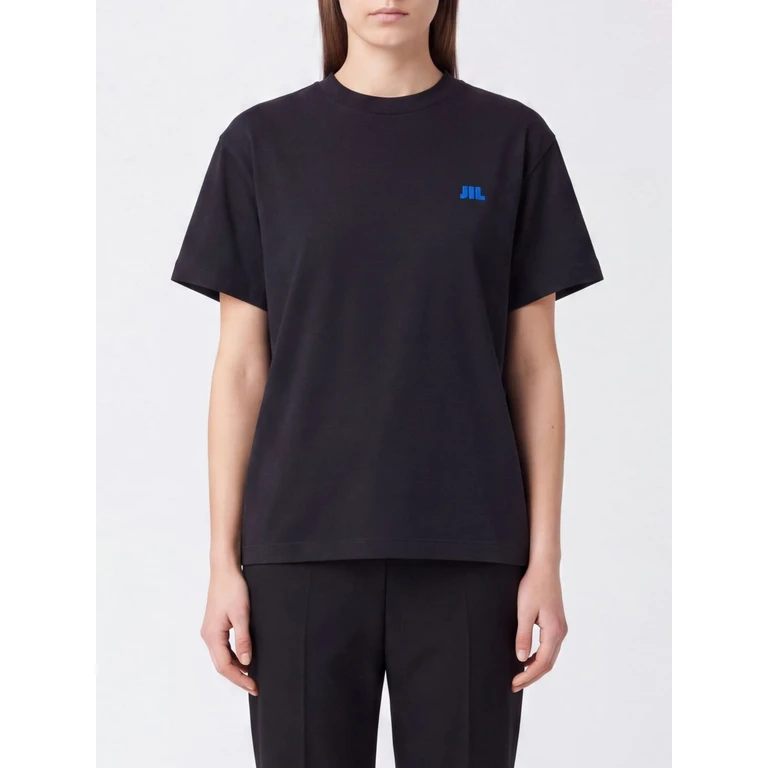 T-shirt en coton JIL SANDER avec logo brodé contrastant sur le devant