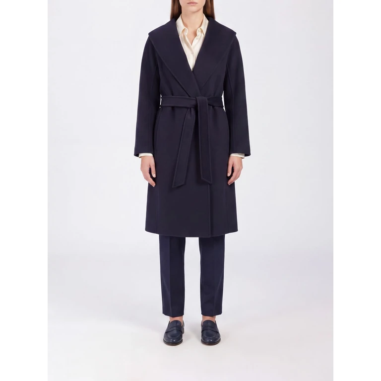 Belted Virgin Wool Robe Coat with Shawl Collar (2629016061600012)