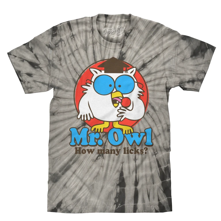 Tootsie Pop Mr. Owl How Many Licks Tie Dye T-Shirt - Black Tie Dye