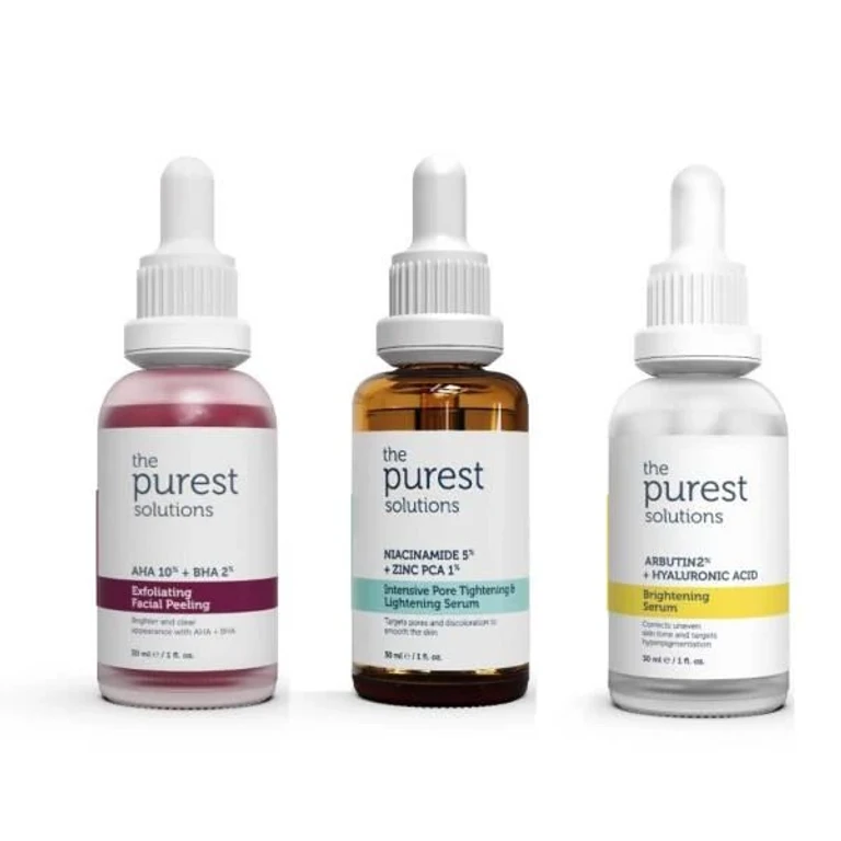 Skincare Set - Exfoliating, Pore Tightening & Brightening Serum with AHA, BHA, Niacinamide & Hyaluronic Acid