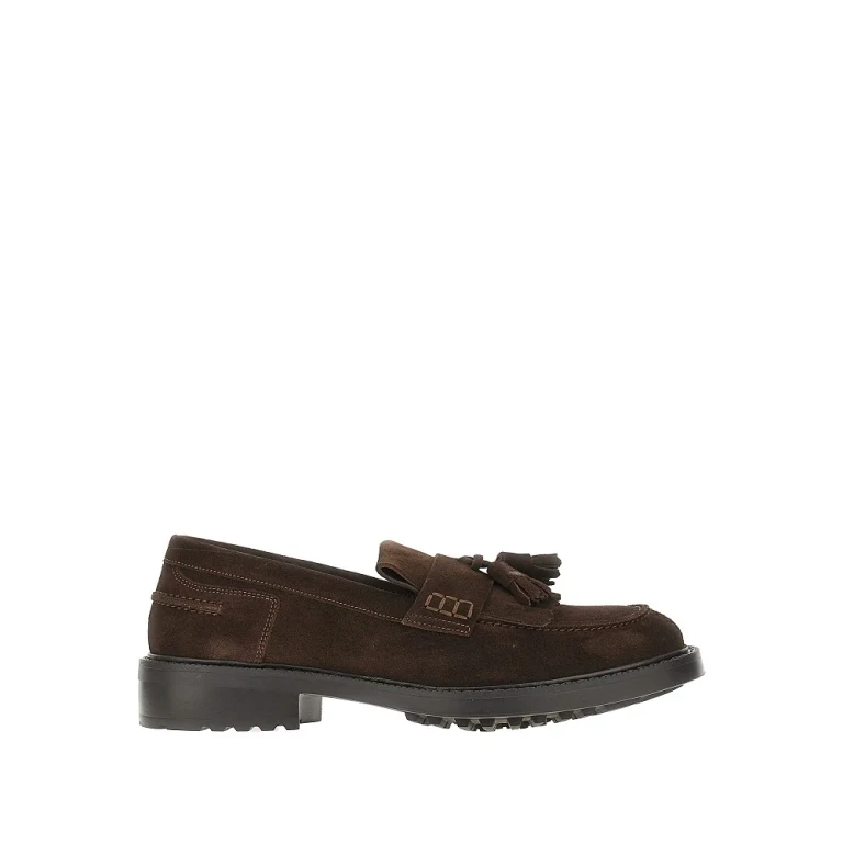 Suede leather loafers with tassels Man 39