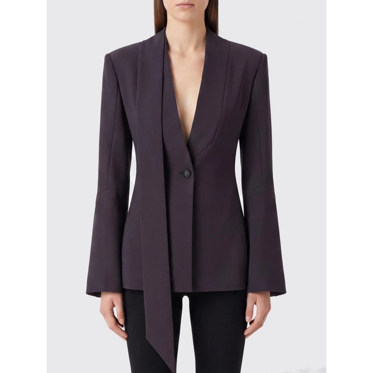 Slim Fit Virgin Wool Blazer with Satin Shawl Collar (261WCG00097WWW065AA851)