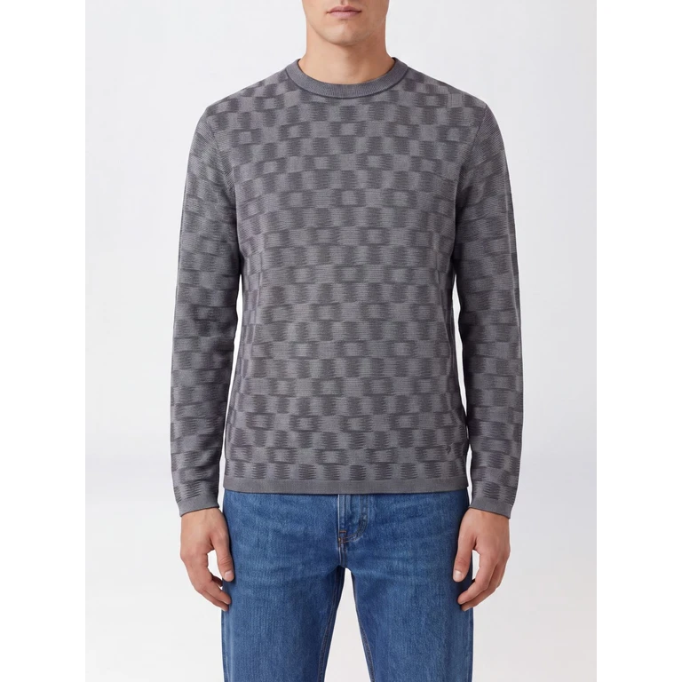 Jacquard Crewneck Jumper in Pure Virgin Wool (EM006276AF29848F8035)