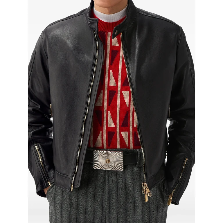 Buckle-detail Leather Jacket