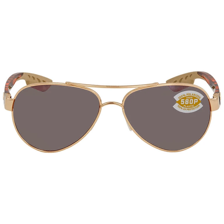 LORETO Copper Silver Mirror Polarized Polycarbonate Pilot Ladies Sunglasses LR 64 OSCP 56
