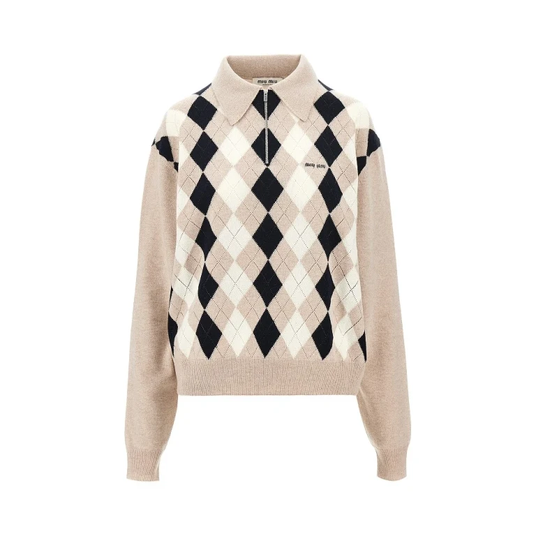 Argyle cashmere polo sweater Woman 38