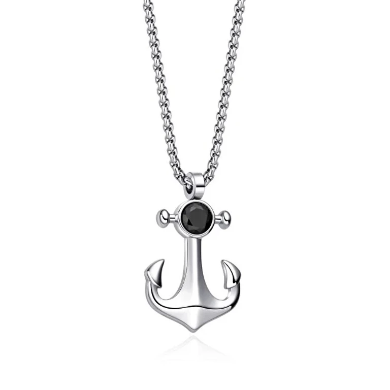 Steel da uomo Collana con zircon Anchor N1000502