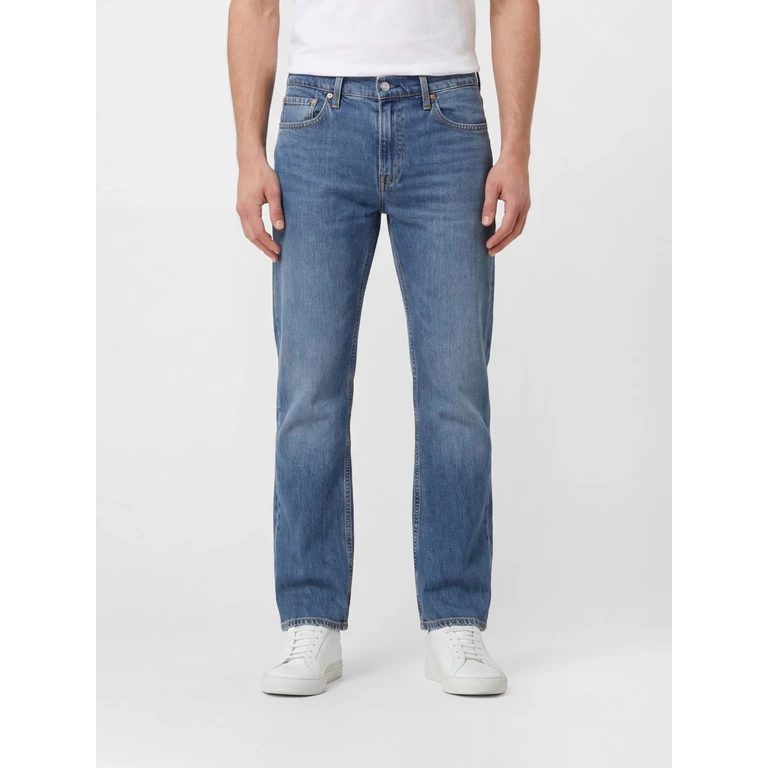 Tapered Fit Mid-Rise Stretch Cotton Denim Jeans (295071317)