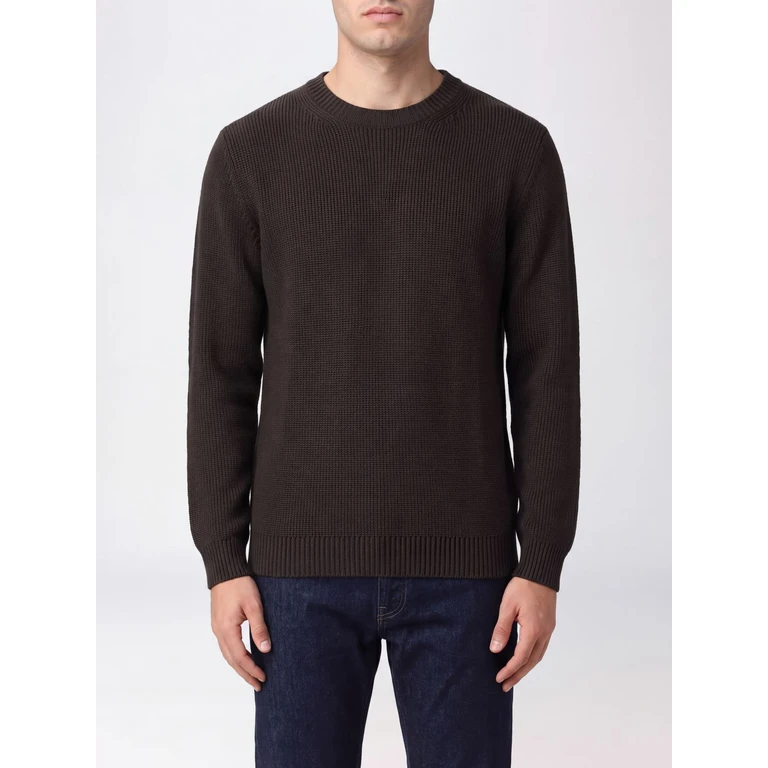 Crewneck Long-Sleeved Jumper in Fine Merino Wool (263MYB02001MORO)