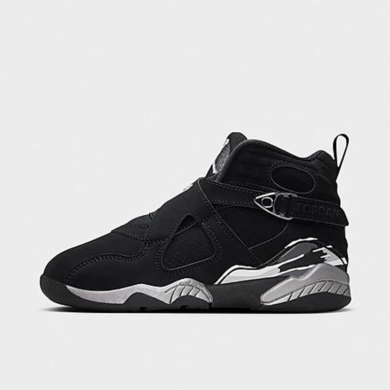 Jordan Little Kids Air Retro 8 Basketball Shoes in Black/Chrome Size: 1.0