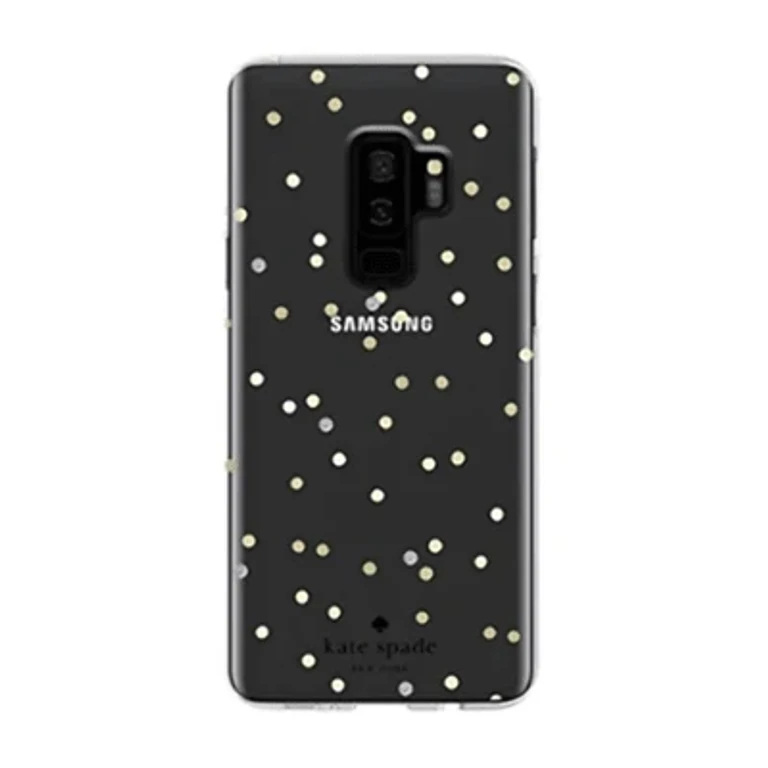 New York Protective Hardshell Case for Samsung Galaxy S9+ - Multi Scatter Dot Gold / Clear with Stones