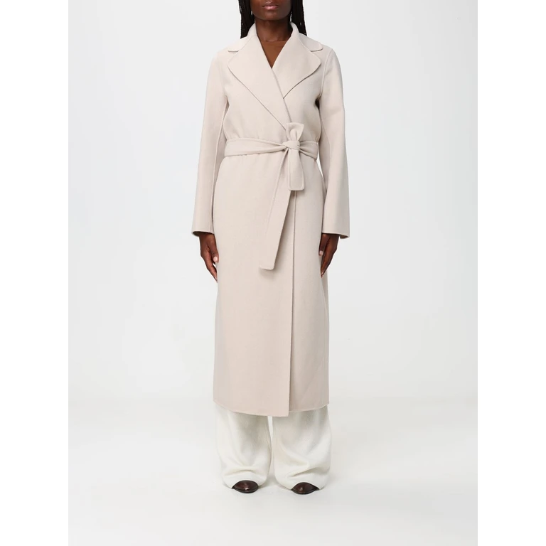 Long Belted Robe Coat in Wool with Lapel Collar (2629016073600006)