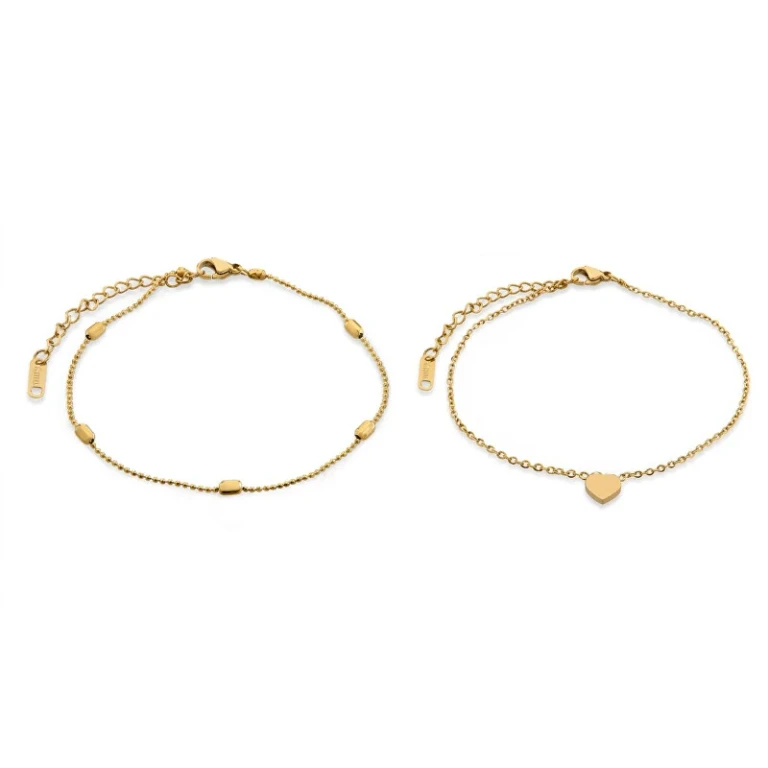 Delicate gold-plated heart anklet set — Jewelry