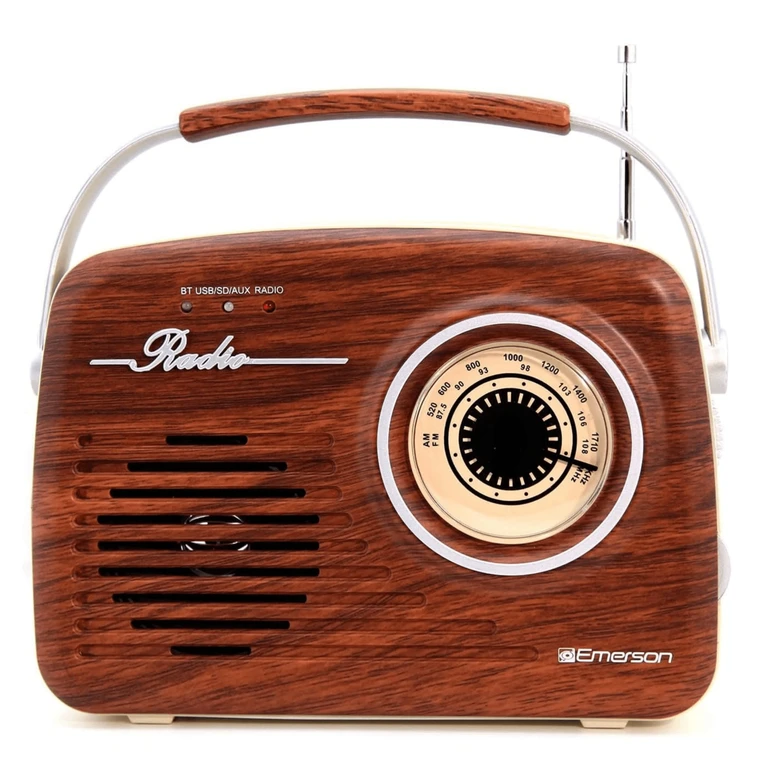 Portable Retro Radio with Built-In Rechargeable Battery - Espresso