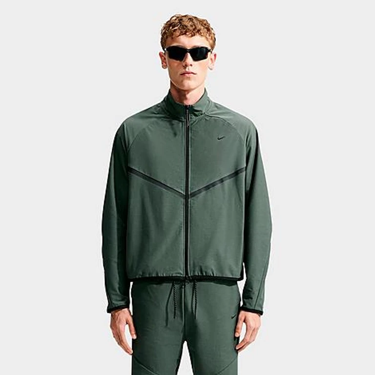 Nike Men's Sportswear Tech Dri-FIT Shori Knit Full-Zip Track Jacket in Camo Green/Black Size: XS