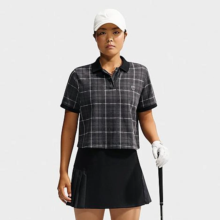 Women's Fairway Fresh Dri-FIT Tartan Golf Polo in Black/White Size: XS