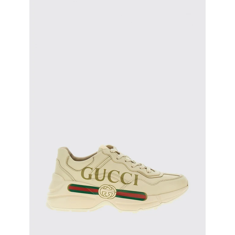 Rhyton Leather Sneakers with Logo Print (528892DRW009522)
