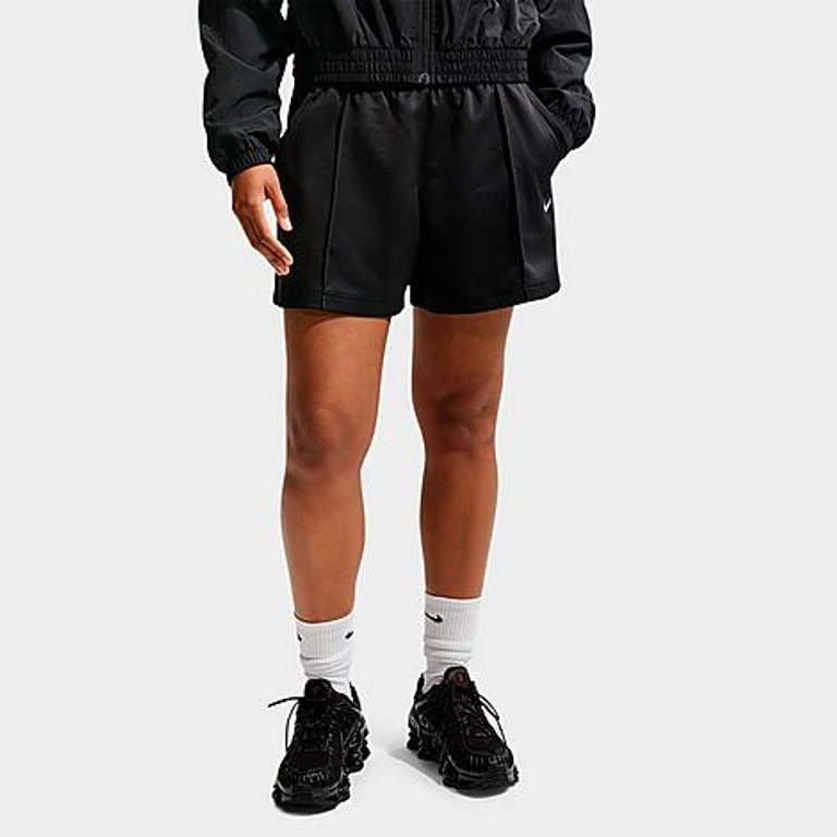 Nike Women's Sportswear Mid-Rise Poly-Knit Track Shorts in Black/Sail Size: XS