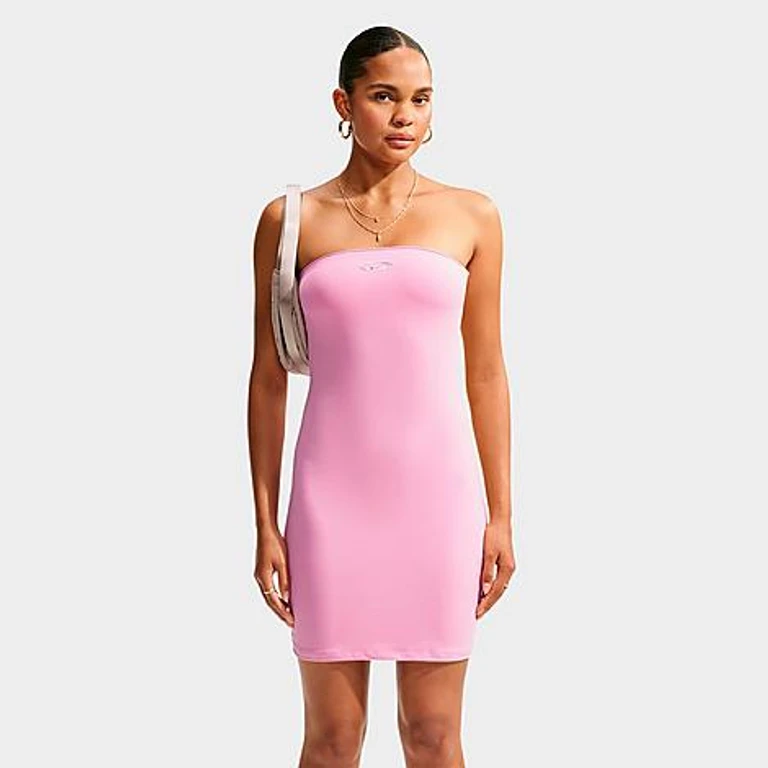 Nike Women's Sportswear Tight Tube Dress in Pink Rise/Metallic Silver Size: XS