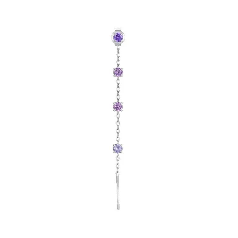 Single chain Orecchino con purple crystals OK1541