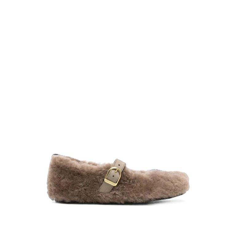 Santa Clarita Shearling-trim Buckle-strap Ballet Flats