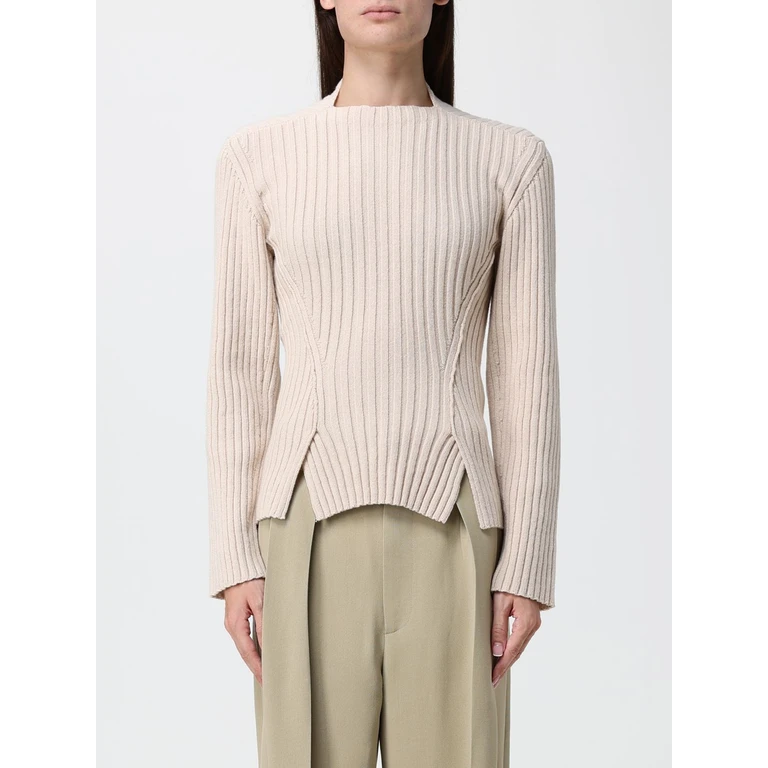 Ribbed Cashmere-Blend Sweater with a Front Slit (1326KJU007314AELDERFLOWER)