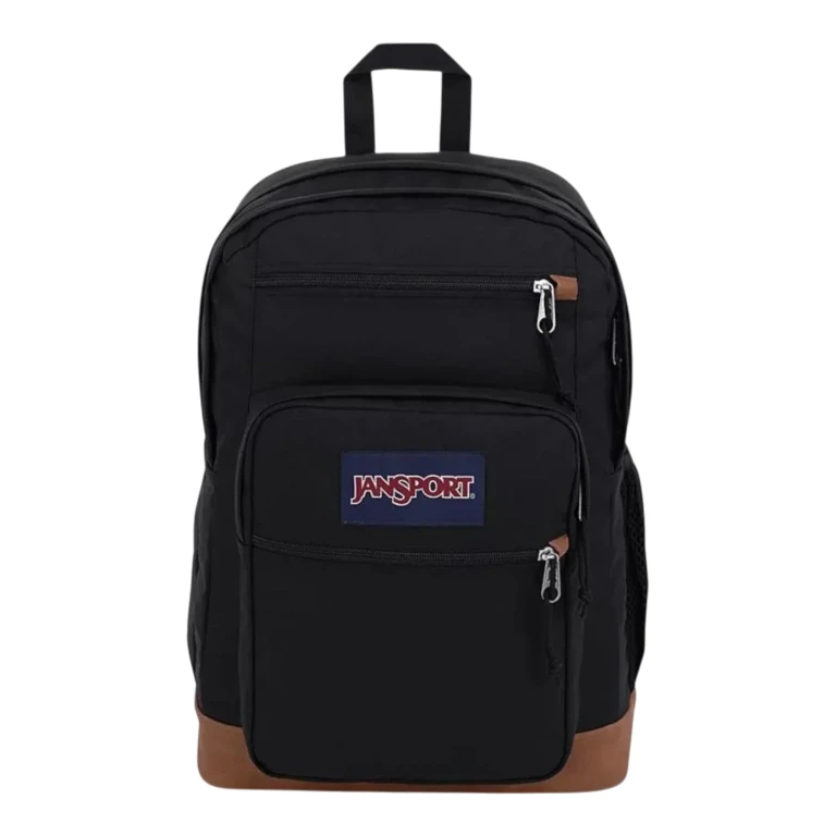 Cool Student Backpack 34L - Black Leather-Trim Laptop Pack