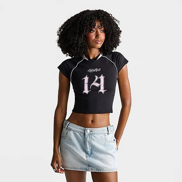 Hoodrich Women's Siren Fitted Jersey in Black/Festival Bloom Size: XS