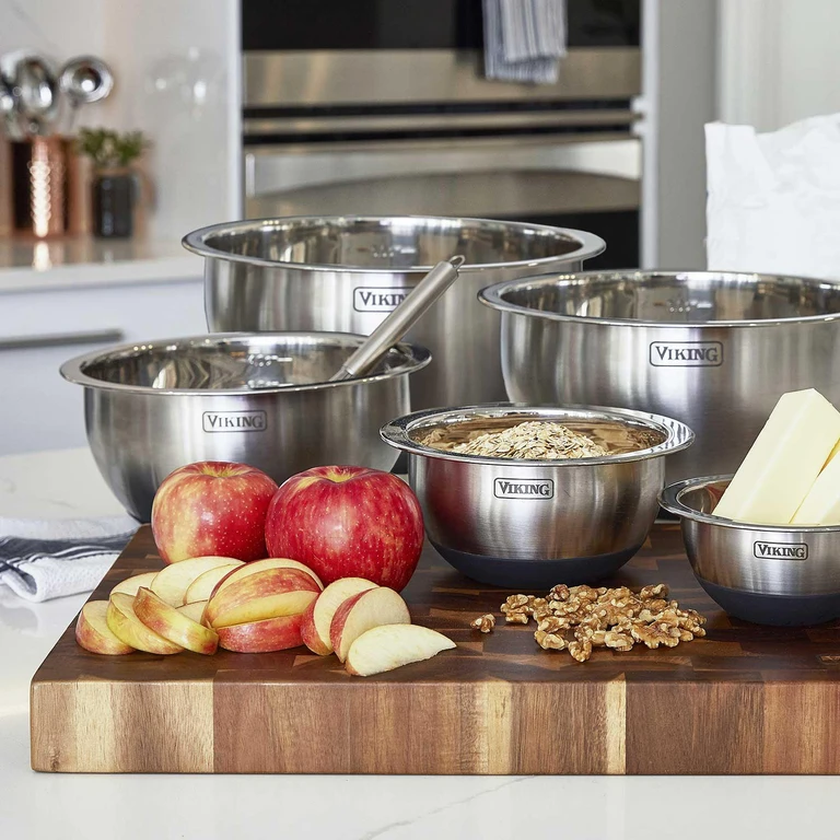 10 pc Stainless Steel Mixing, Prep, & Serving Bowl Set-Black:- Black